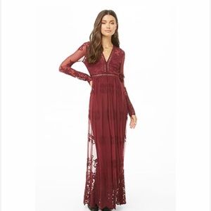 NWT Sheer Embroidered Maxi Dress